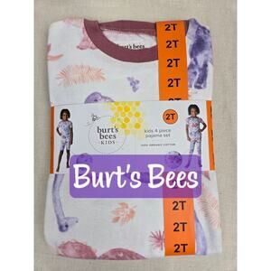 Burt's Bees Pajama Set Toddler Girl 2T ~ 4 piece Short-Sleeve Pj's NWT